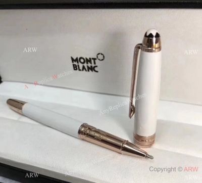 Mont Blanc Pens Replica Meisterstuck Rose Gold & White Rollerball Pen